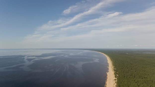 Gauja river Latvia drain into Baltic Sea aerial drone top view