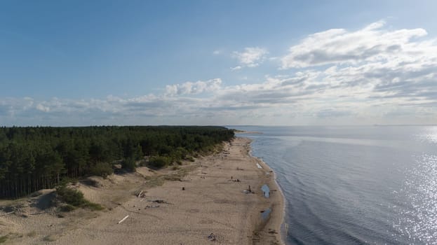 Gauja river Latvia drain into Baltic Sea aerial drone top view