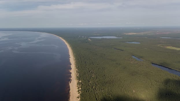 Gauja river Latvia drain into Baltic Sea aerial drone top view