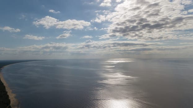 Gauja river Latvia drain into Baltic Sea aerial drone top view