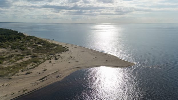 Gauja river Latvia drain into Baltic Sea aerial drone top view