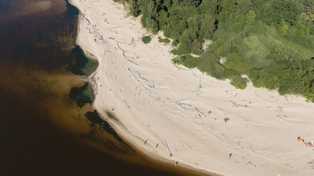 Gauja river Latvia drain into Baltic Sea aerial drone top view