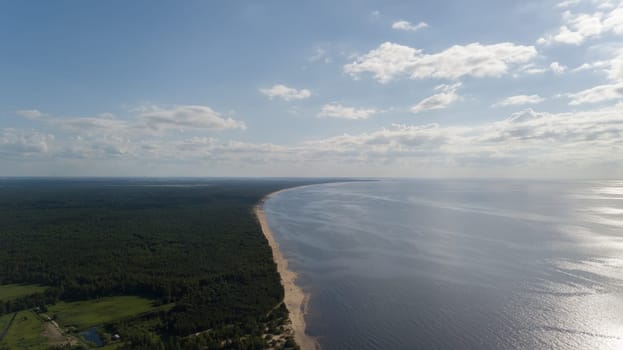 Gauja river Latvia drain into Baltic Sea aerial drone top view