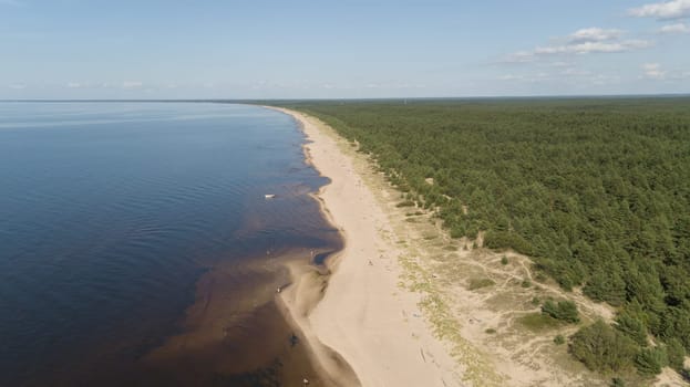 Gauja river Latvia drain into Baltic Sea aerial drone top view