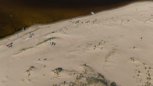 Gauja river Latvia drain into Baltic Sea aerial drone top view