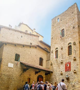 Florence, Italy, June 2015: tourists queued up waiting to enter the museum house of Dante Alighieri in Florence, Italy