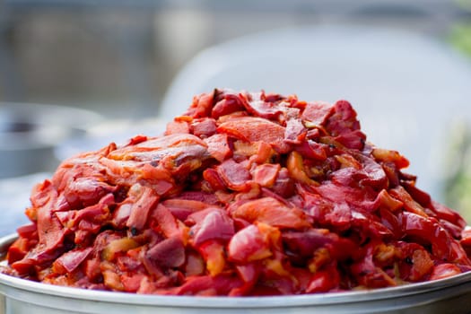 Cutted paprika for preparation of traditional slavic like ajvar and pindjur