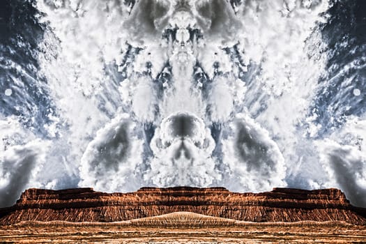 Surreal clouds over mountain