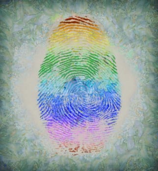 Modern art. Fingerprint in colors of rainbow