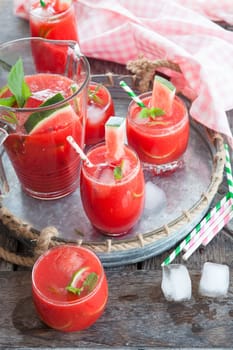Fruity cocktail with watermelon and lime