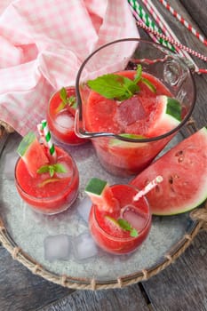 Fruity cocktail with watermelon and lime