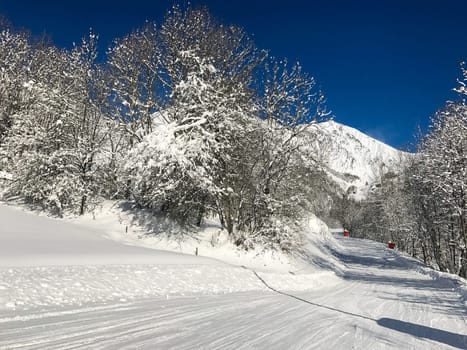 The Alpe d Huez ski domain in the French Alps