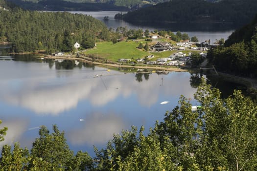 The beautiful norwegian coastline around Kristiansand in Scandinavia-