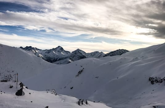 The Alpe d Huez ski domain in the French Alps