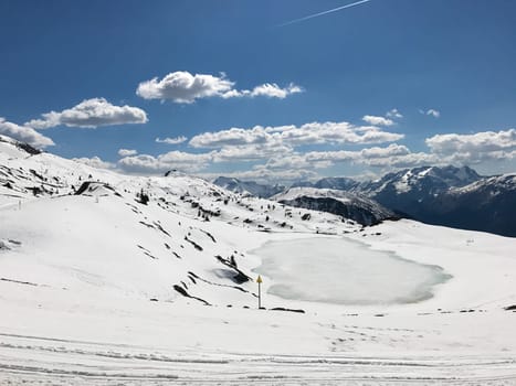 The Alpe d Huez ski domain in the French Alps