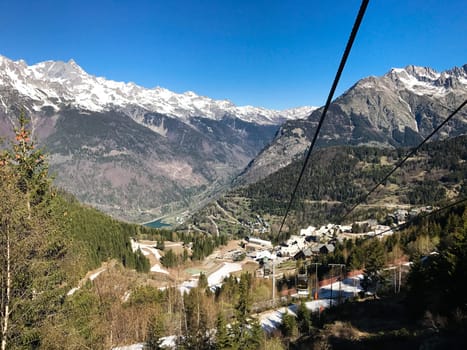 The Alpe d Huez ski domain in the French Alps