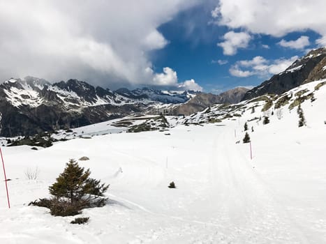 The Alpe d Huez ski domain in the French Alps