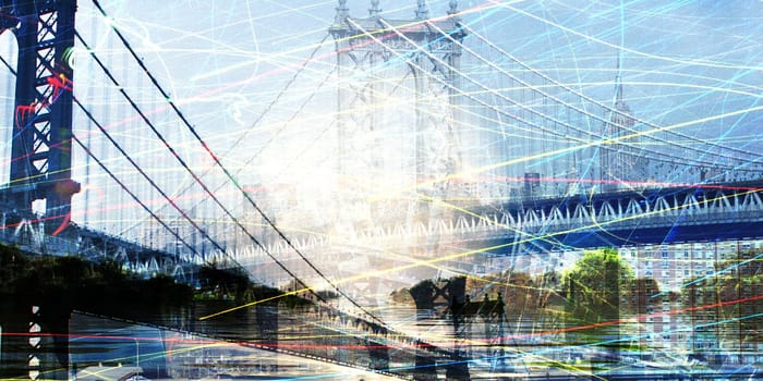 NYC. Manhattan bridge composition
