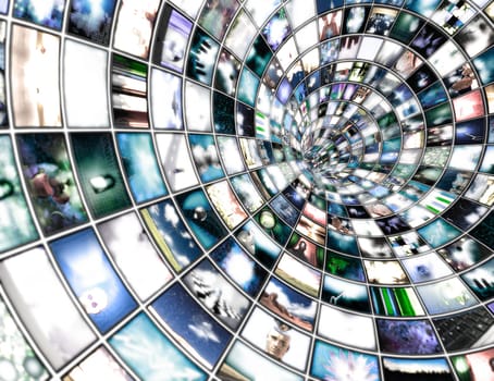 Tunnel of multimedia screens