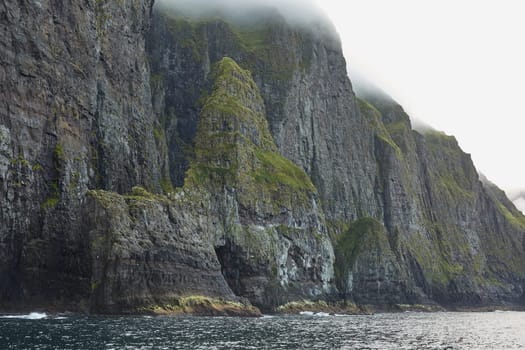 Wild and rocky coast of Faroe Islands, Denmark.