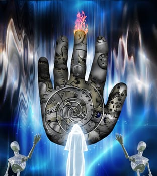 Human hand machine and robots