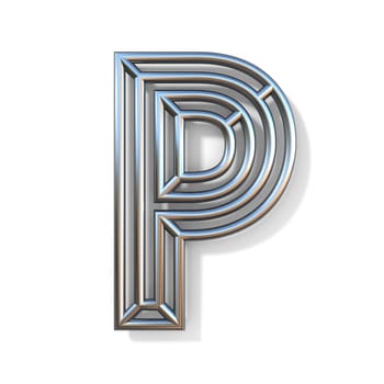 Wire outline font letter P 3D rendering illustration isolated on white background