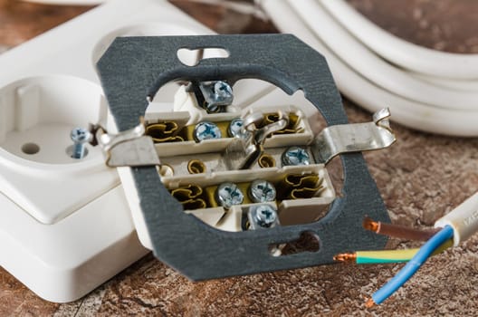 Electric socket and cable, close-up