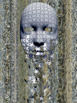 Puzzle falling mask composition