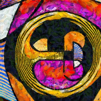 Forms of lines. Oil painting. Abstract curves.