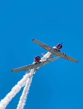 GEICO Skytypers,SNJ-2 aircraft from North American Aviation,Fort Lauderdale Beach Airshow,Florida,USA