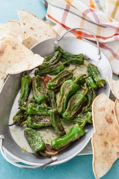 Spanish peppers fried in olive oil with coarse sea salt