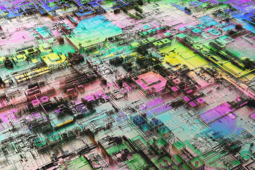 3D illustration. Abstract 3D structure for use as background in technological theme.