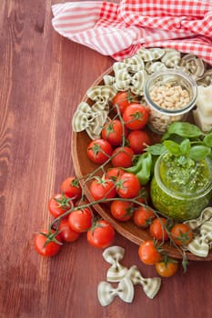 Green pesto with fresh basil and Parmesan cheese