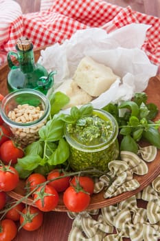 Green pesto with fresh basil and Parmesan cheese