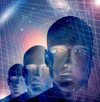 Male figure with space and grid