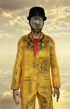 Metallic man with face obscure