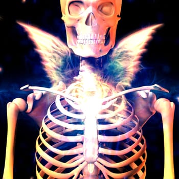 Dark Angel. Skelton with angel wings
