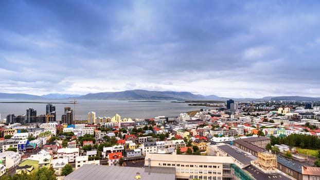 Beautiful aerial view of Reykjavik, the capital city of Iceland