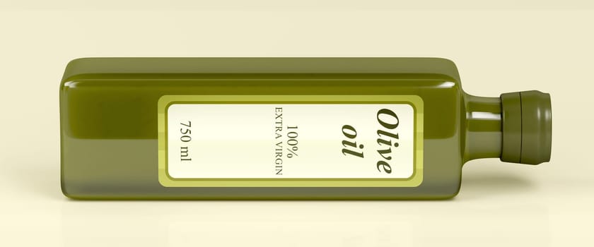 Extra virgin olive oil bottle, 3D illustration