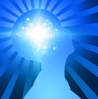 Mind. Human Head Radiates