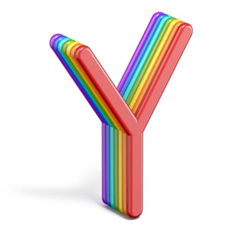 Rainbow font letter Y 3D rendering illustration isolated on white background