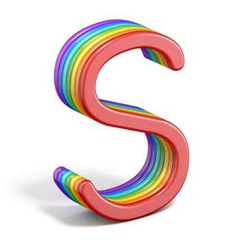 Rainbow font letter S 3D rendering illustration isolated on white background