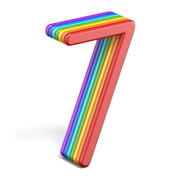 Rainbow font number 7 SEVEN 3D rendering illustration isolated on white background