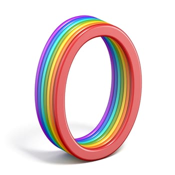 Rainbow font letter O 3D rendering illustration isolated on white background
