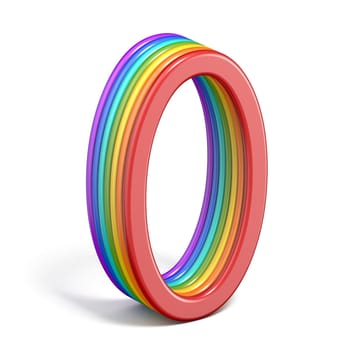 Rainbow font number 0 ZERO 3D rendering illustration isolated on white background