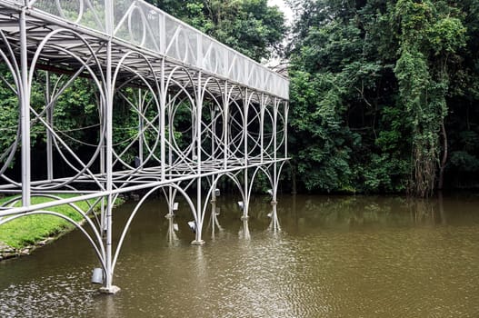 bridge brown water lake modern metallic architecture city Curitiba Brazil landmark tourist