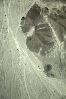 Nazca Lines in the beautiful sunset. Top view.