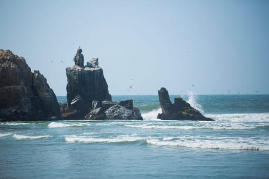 rocky coast along the ocean. Peru