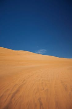 Sands dunes in the desert and blue sky.