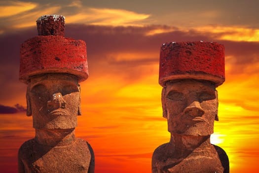 Moais at Ahu Tongariki (Easter island, Chile)